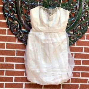 badgley mischka ivory strapless dress